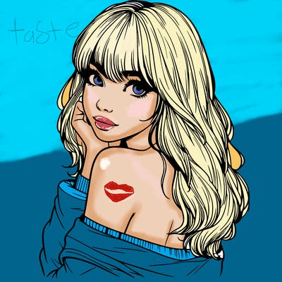 realistic girl with bangs looking over her shoulder