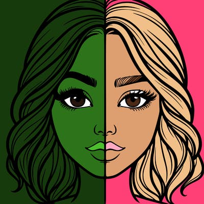 realistic girl split half