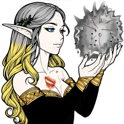 realistic elf girl doing magic