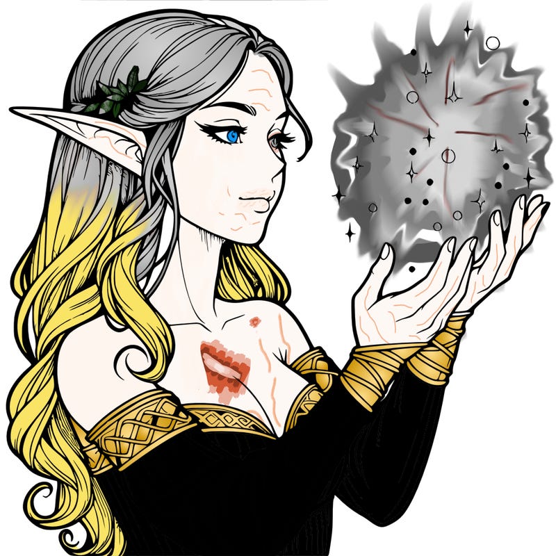 realistic elf girl doing magic