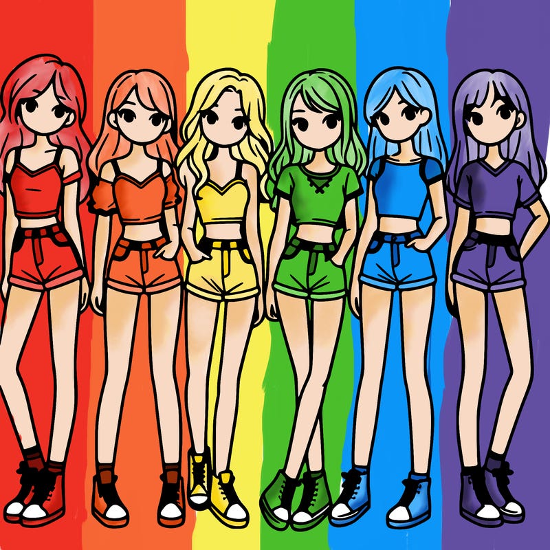 a group of girls wearing crop tops and shorts