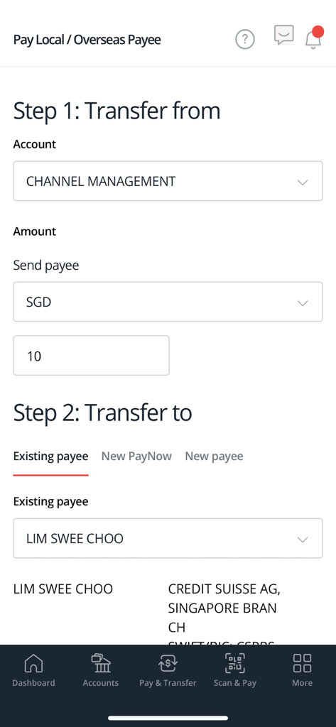DBS IDEAL Mobile - DBS IDEAL Mobile app screen for local and overseas business payments