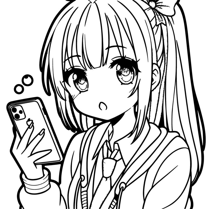 anime girl with a phone