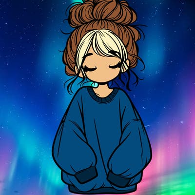 girl with baggy sweatshirt and messy bun