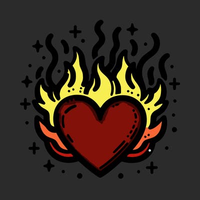 heart with fire