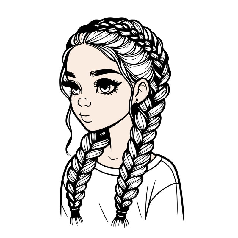 realistic girl with braids