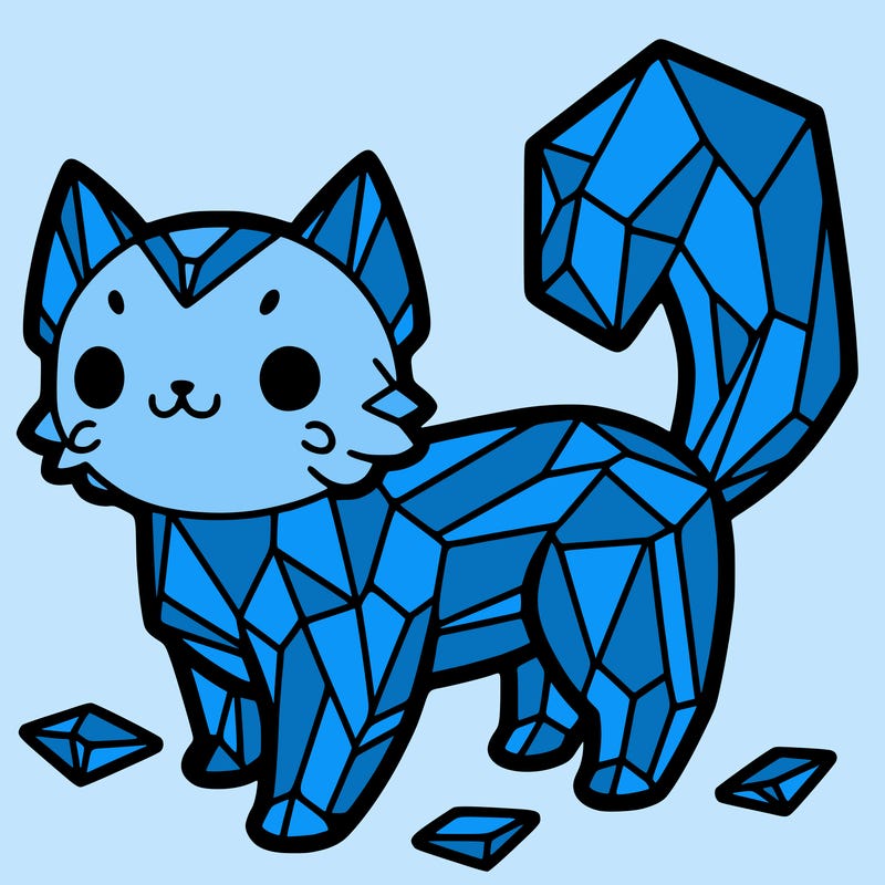 cat made up of crystal