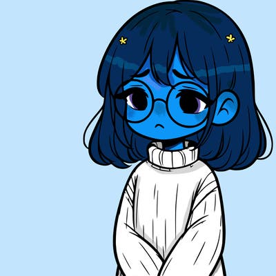 sad girl with glasses in a sweater
