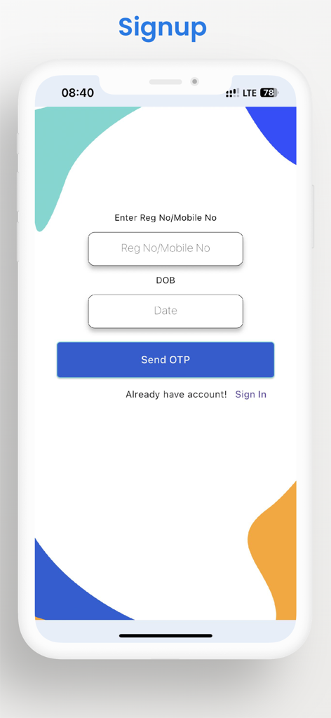 Tela de cadastro do aplicativo CMH Health Assist exigindo número de registro e data de nascimento