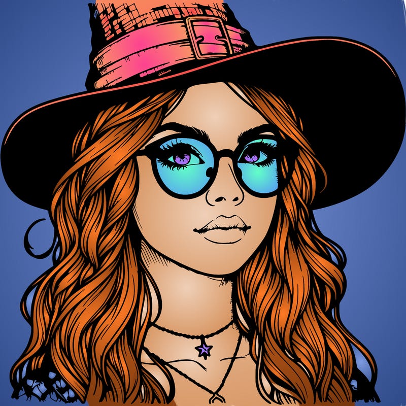 a witch with glasses realistic