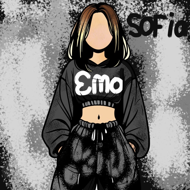 realistic girl faceless with baggy pants and a crop top