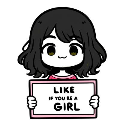 a cute girl holding a sign that says like if you’re a girl