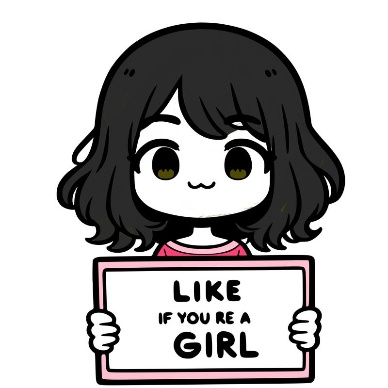 a cute girl holding a sign that says like if you’re a girl