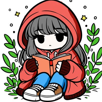 girl in oversized hoodie reading a book