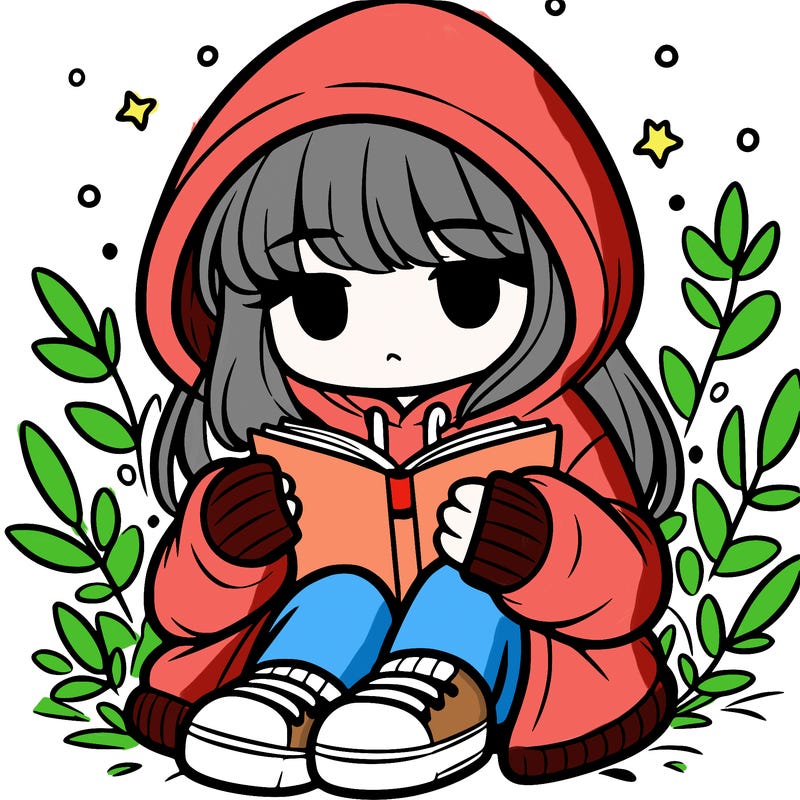 girl in oversized hoodie reading a book