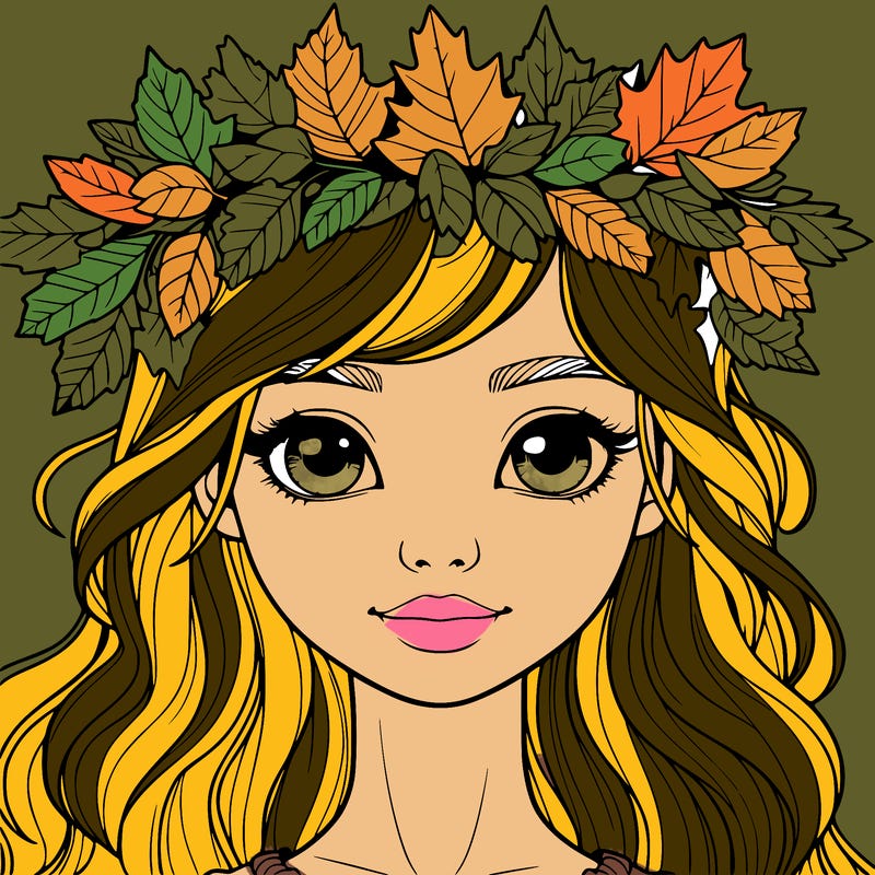 realistic girl with fall leaf crown