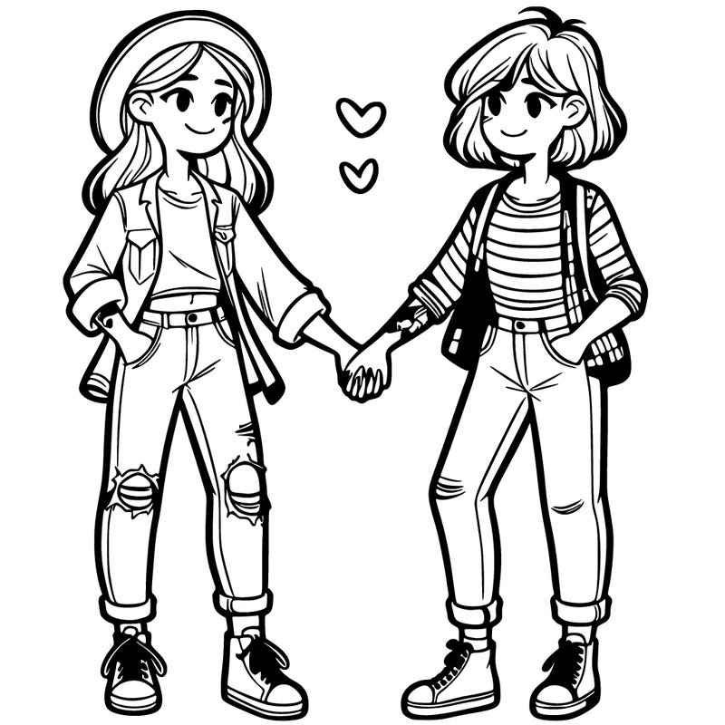 2 realistic best friends holding hands