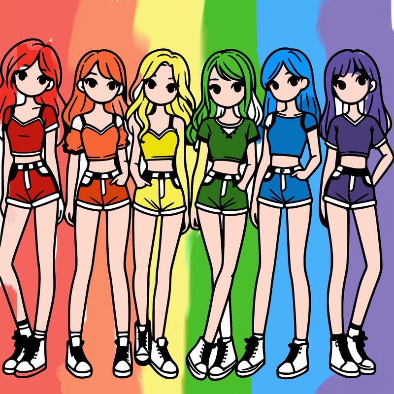 a group of girls wearing crop tops and shorts