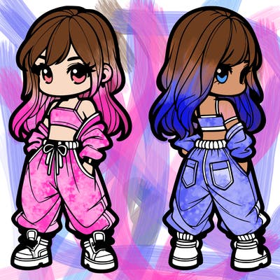 girl in crop top and baggy pants