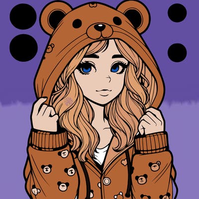 realistic girl in a animal pjs hoodie