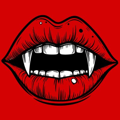 lips with vampire teeth