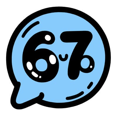 bubble that says 67