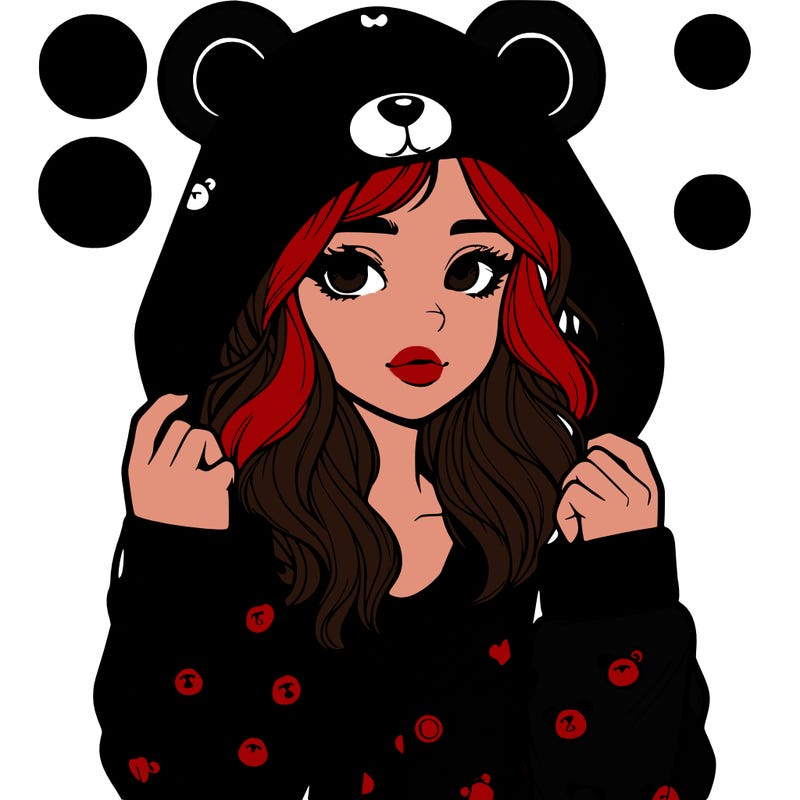 realistic girl in a animal pjs hoodie