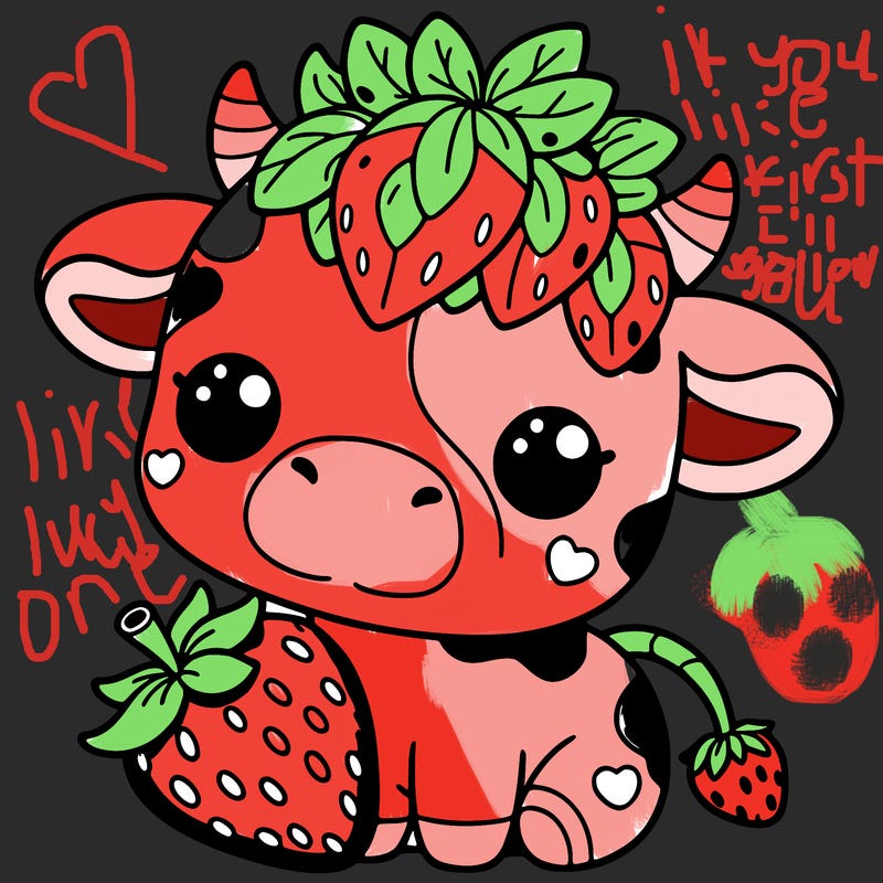 cute strawberry cow