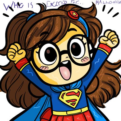 super excited girl with glasses