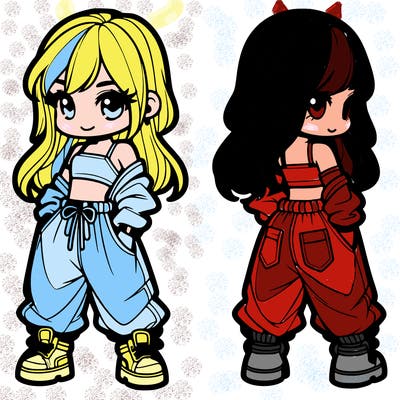 girl in crop top and baggy pants