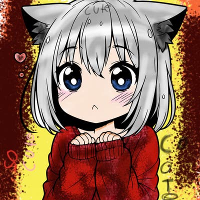 shy anime catgirl