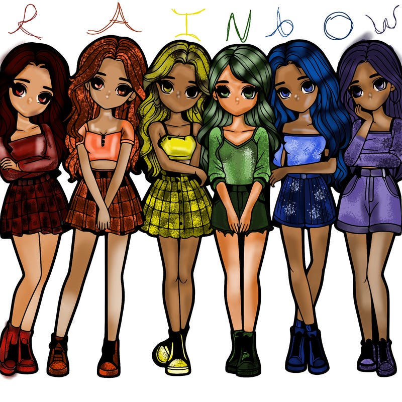 a group of girls realistic