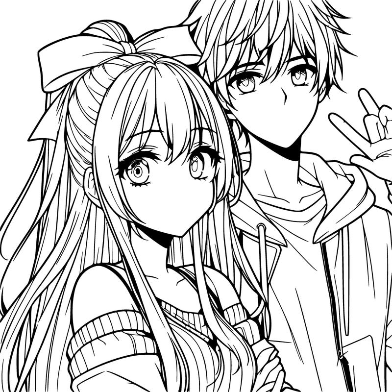 anime girl with boyfriend