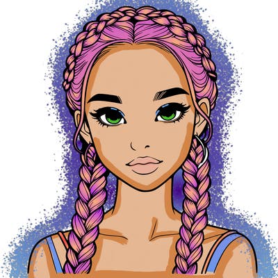 realistic girl with braids