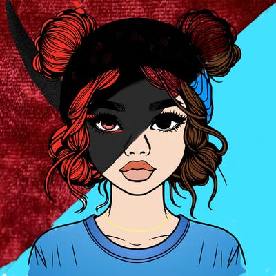 realistic girl with buns in her hair with a beanie on