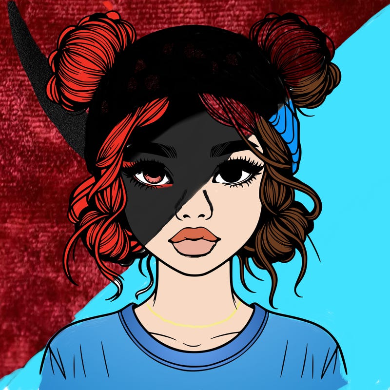 realistic girl with buns in her hair with a beanie on