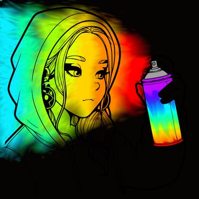 a realistic girl, spray painting