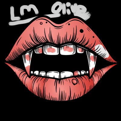 lips with vampire teeth