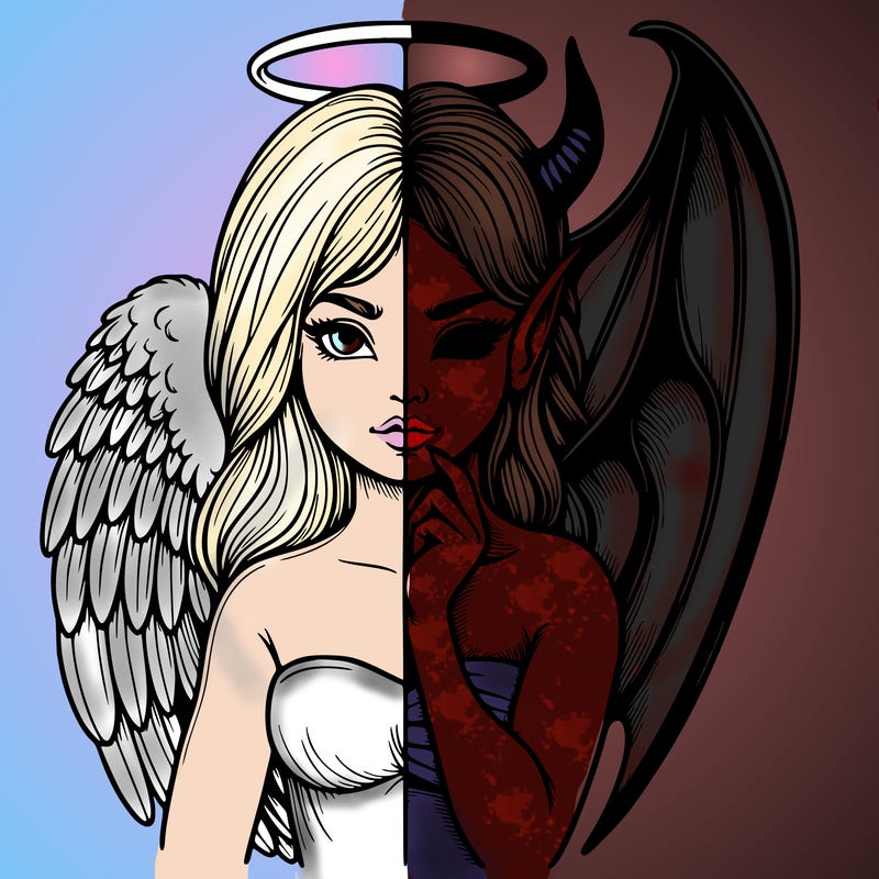 realistic angel half demon