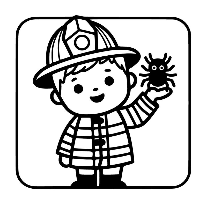 fireman holding a spider
