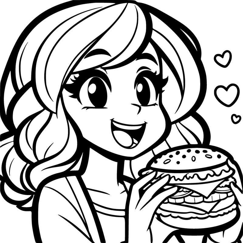 burger with girl eating it