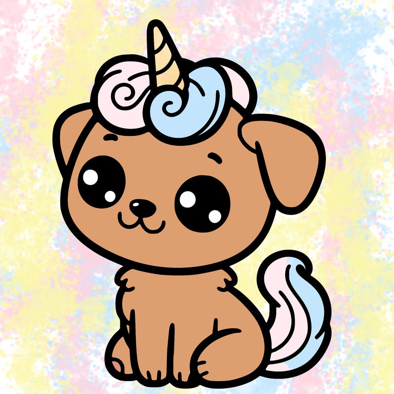 a cute dog with a unicorn horn