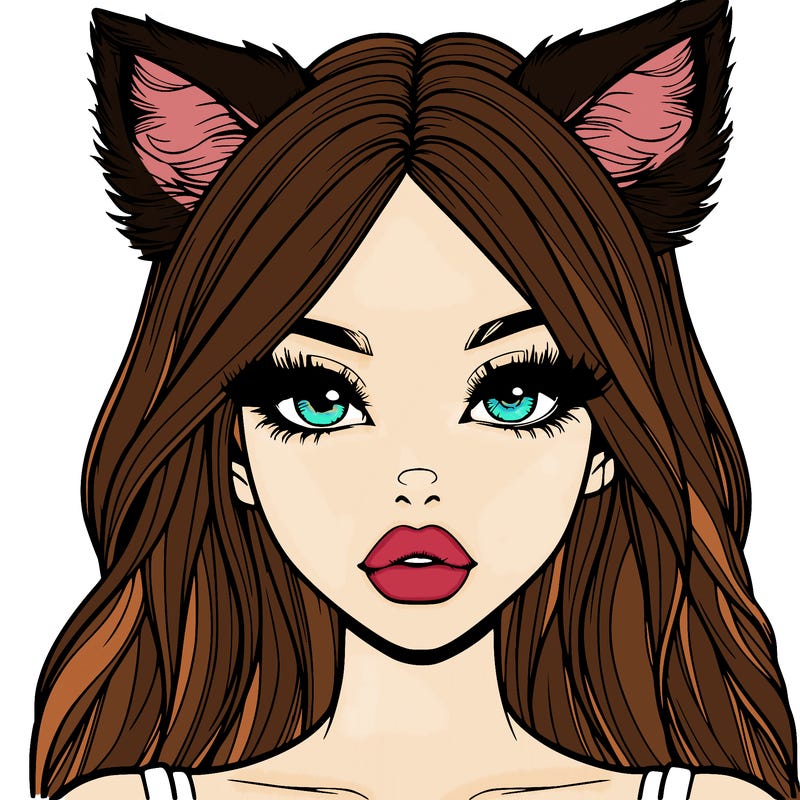 realistic girl with fox ears and realistic lips