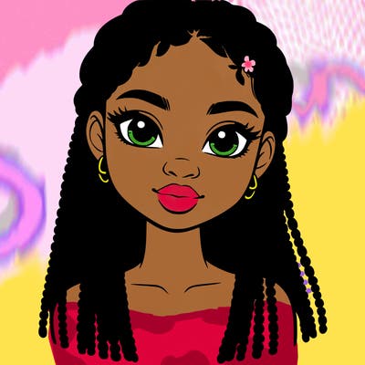 a realistic black girl with braids