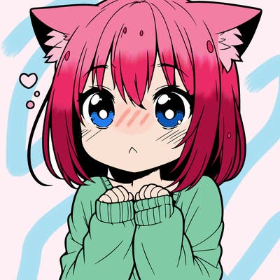 shy anime catgirl