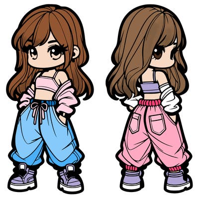 girl in crop top and baggy pants