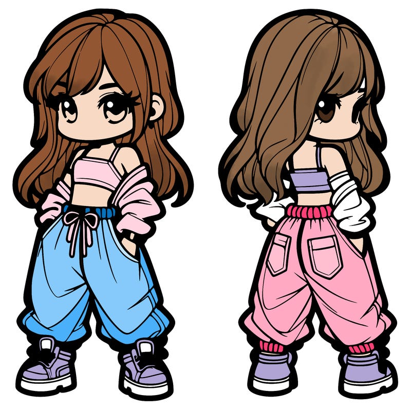 girl in crop top and baggy pants