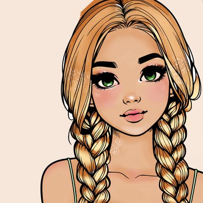 realistic girl with braids