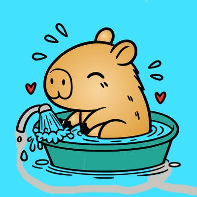 capybara taking a bath