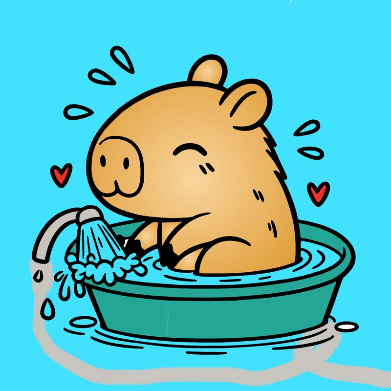 capybara taking a bath
